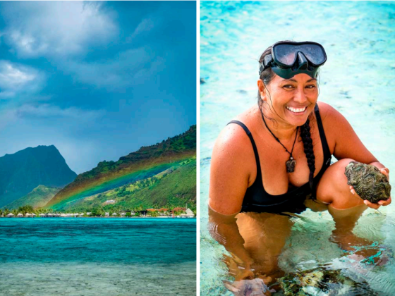 a person standing next to a body of water